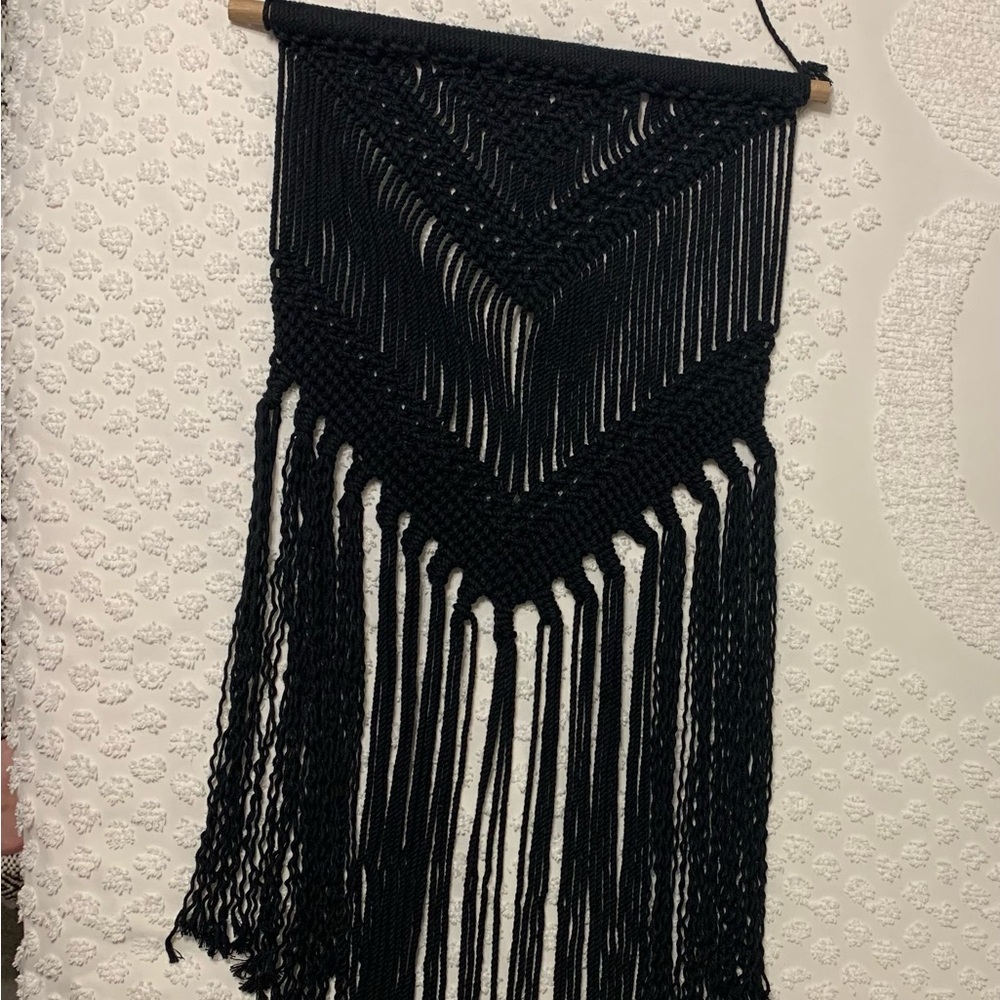 Chic Black Macrame Wall Art nwt - Picture 3 of 5